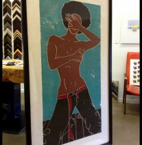 Framing for a life-sized linocut! Framed linocut by artist Caitlin Rueter